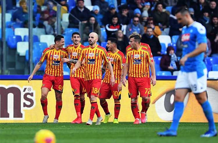 Un momento della gara Napoli - Lecce