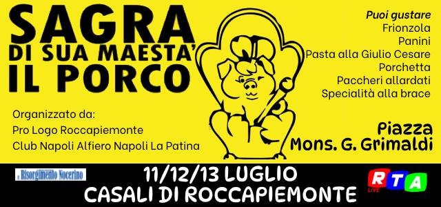 Roccapiemonte, ritorna la sagra di sua maestà il porco